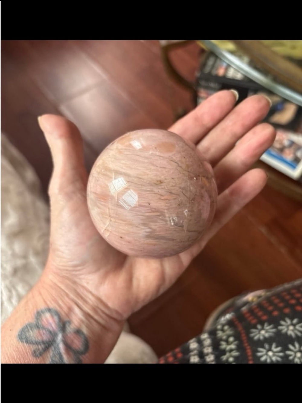 Pink Rhodonite Sphere - Picture 8 of 8